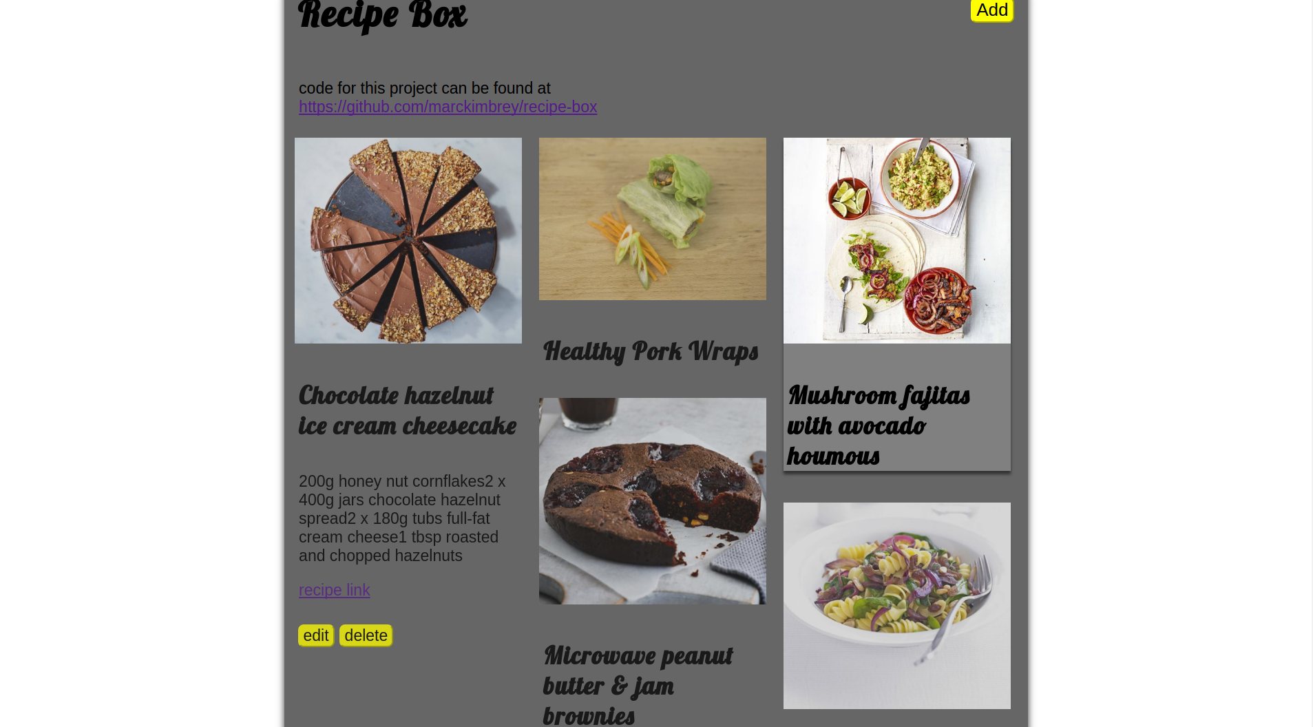 React app to store recipes using local storage.